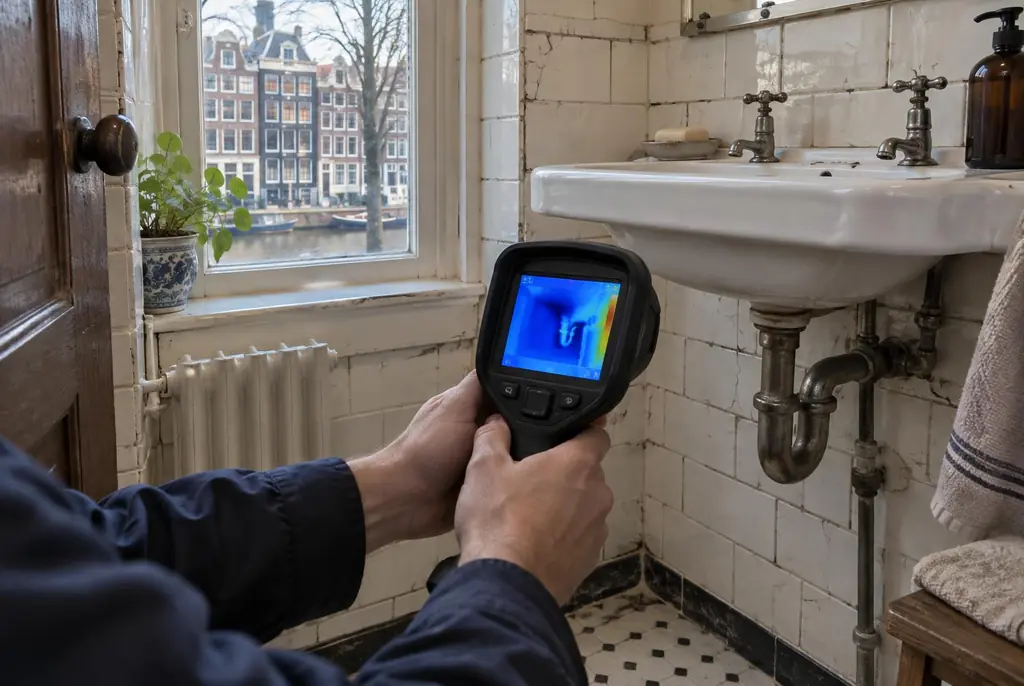 Lekdetectie Badhoevedorp – badkamer met oude leidingen achter de tegels